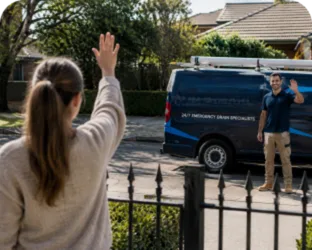 Plumber leaving a completed job in Fairfield Heights