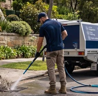 Plumber tracing a drain smell in Fairfield Heights